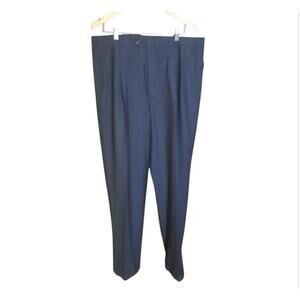 346 Brooks Brothers Mens Black Wool Blend Pleated and Cuffed Trousers Size 38L